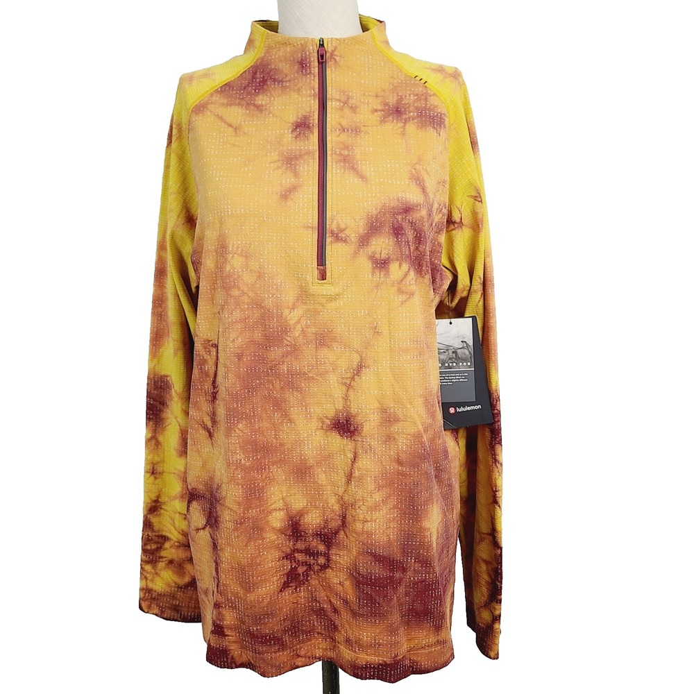 NEW Lululemon Metal Vent Tech 1/2‎ Zip 2.0 Tie-Dye Pullover Yellow L Running